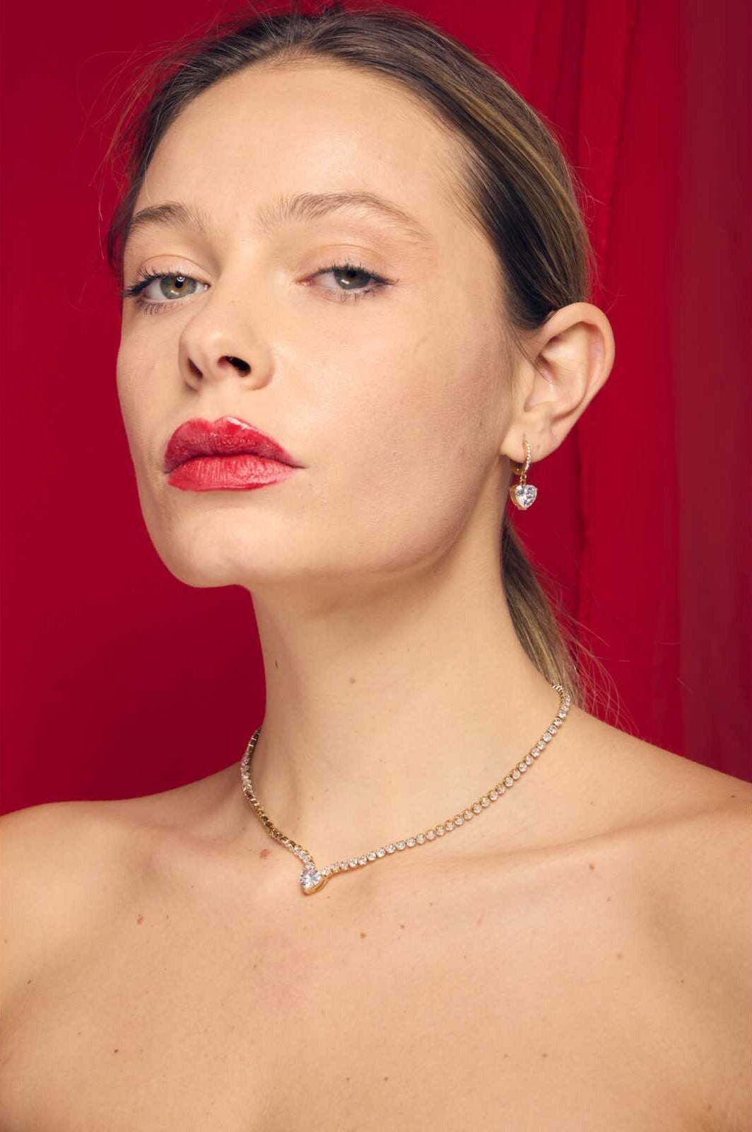 FRENCH RIVIERA | Heart Hoops - sparkly surgical steel rings with a heart (gold) 