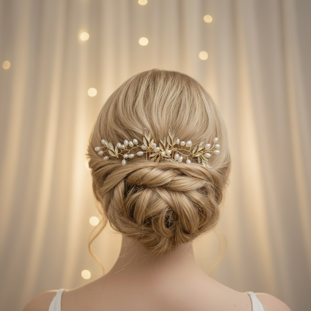 ROMANCE, Elodie -gold-colored vine-like hair ornament with pearls
