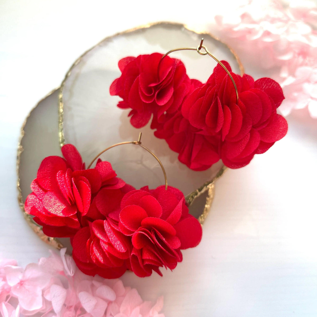Earrings, FRENCH RIVIERA | Jasmine flower earrings (red)