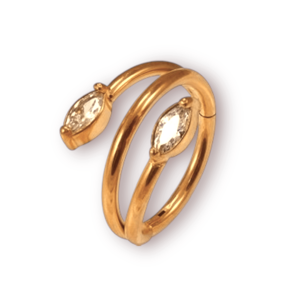 Lävistysrengas, Marquise Twist Rosegold CZ -kivellinen clicker