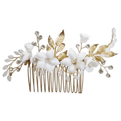 ATHENA BRIDAL | Nadine -kukkakoristeinen hiuskoru (kulta)