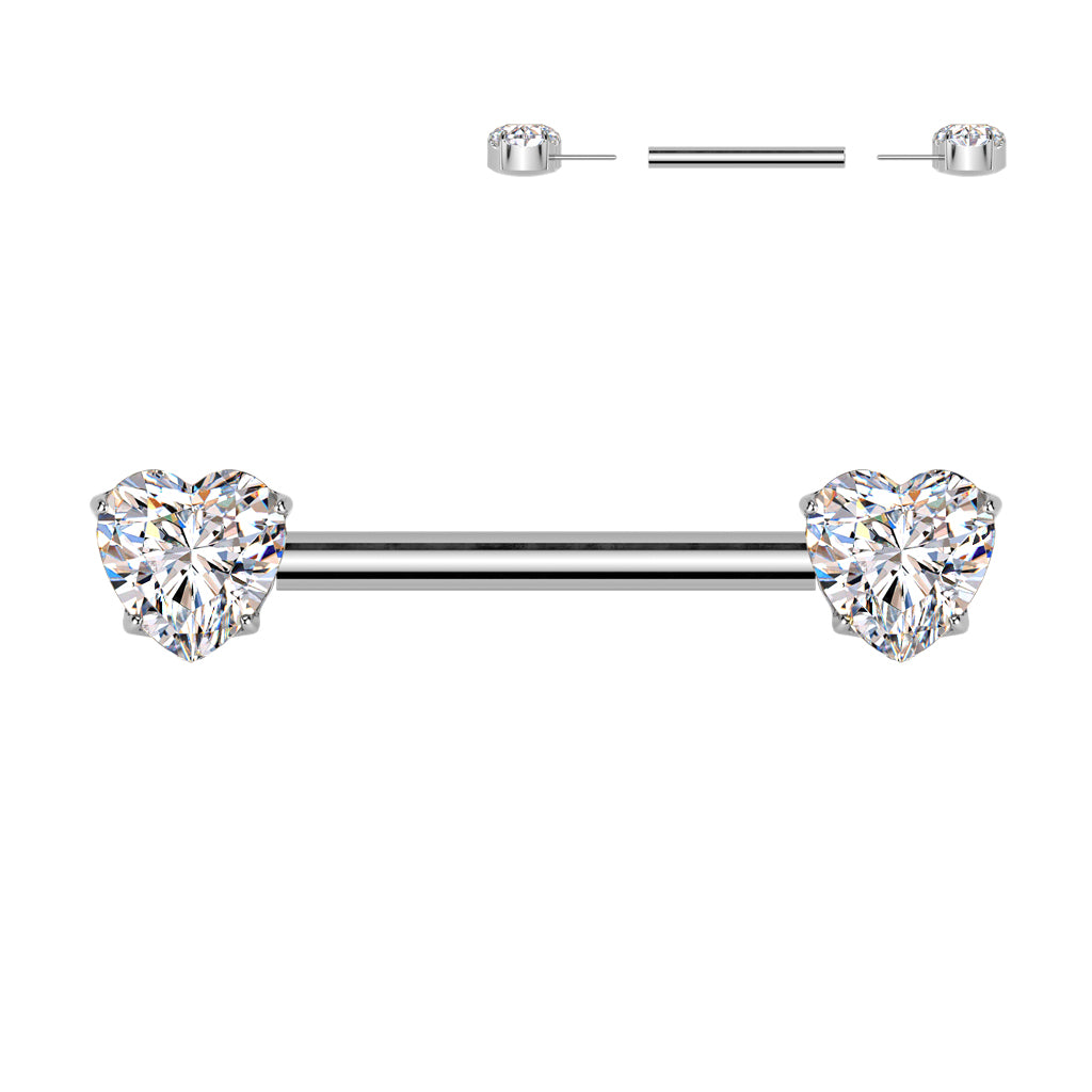 Titanium nipple ring, Eternal Heart – push in, clear