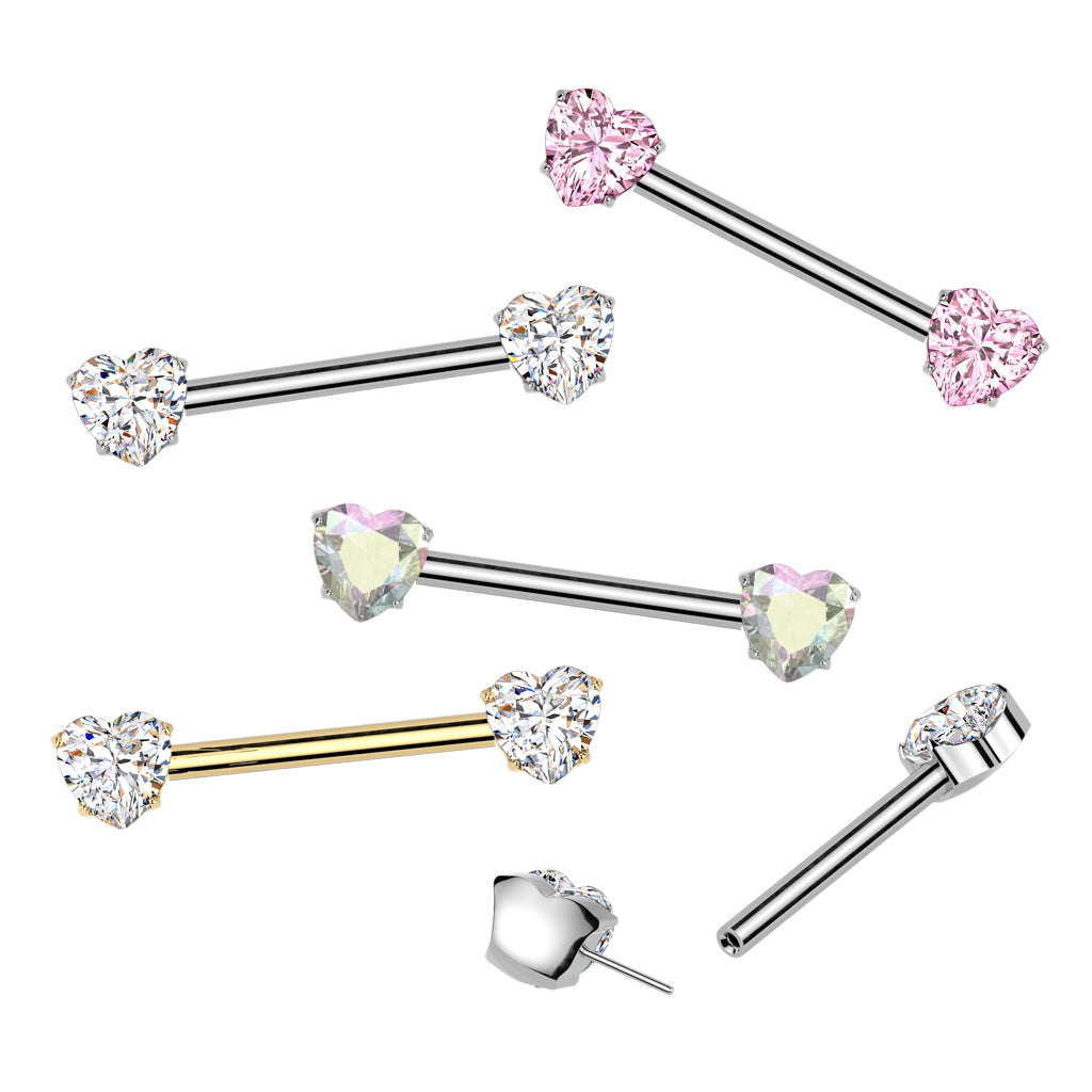 Titanium nipple ring, Eternal Heart – push in, clear