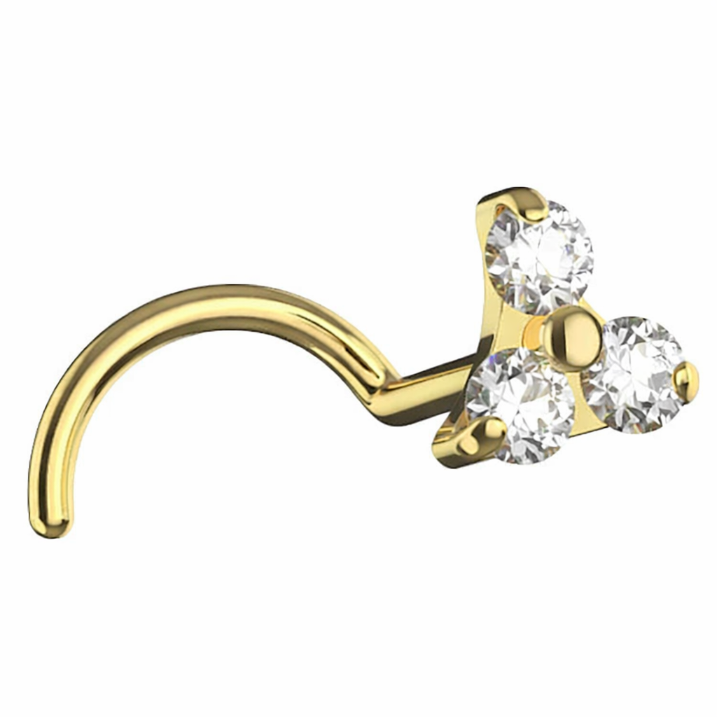 Titaaninen nenäkoru 0,8mm, Bella Trio – kullanvärinen PVD, kirkas