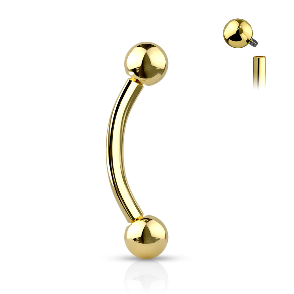 Curved Barbell 1.2mm, Titanium Essential Curve – a simple basic model made of titanium (gold)