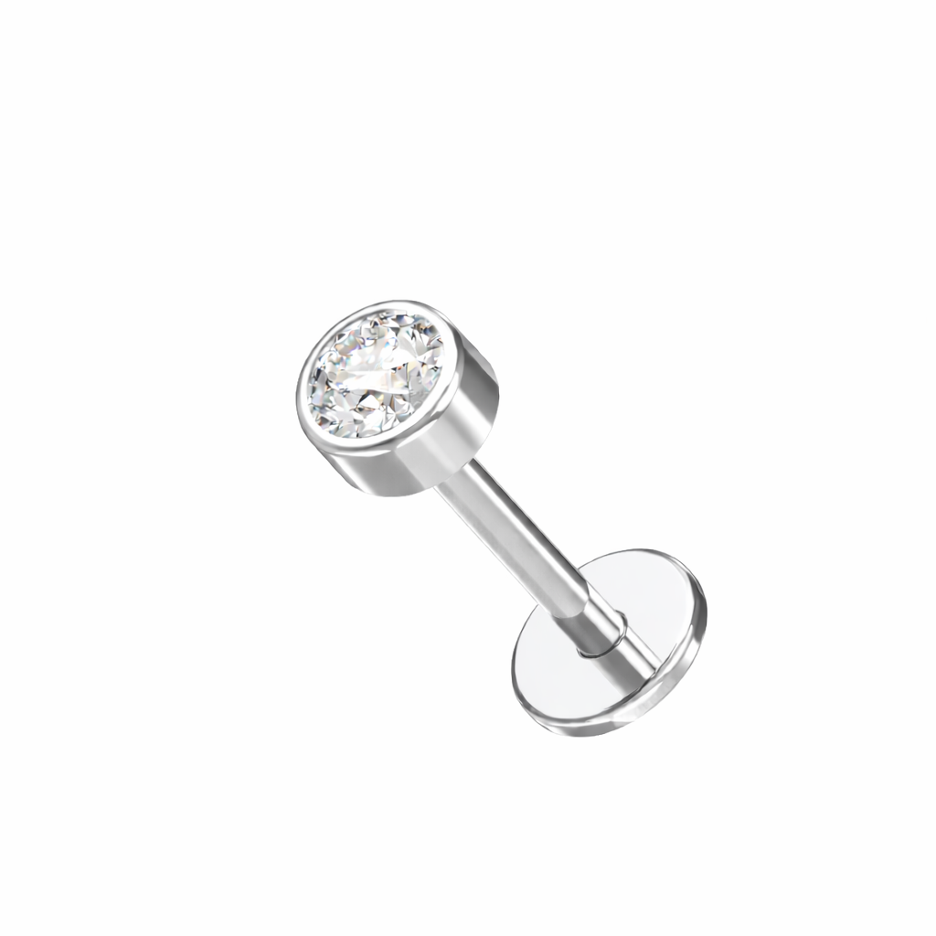 Titaanilabret 1,2mm – Bold Spark – kirkas kristalli (hopeanvärinen, push-in)