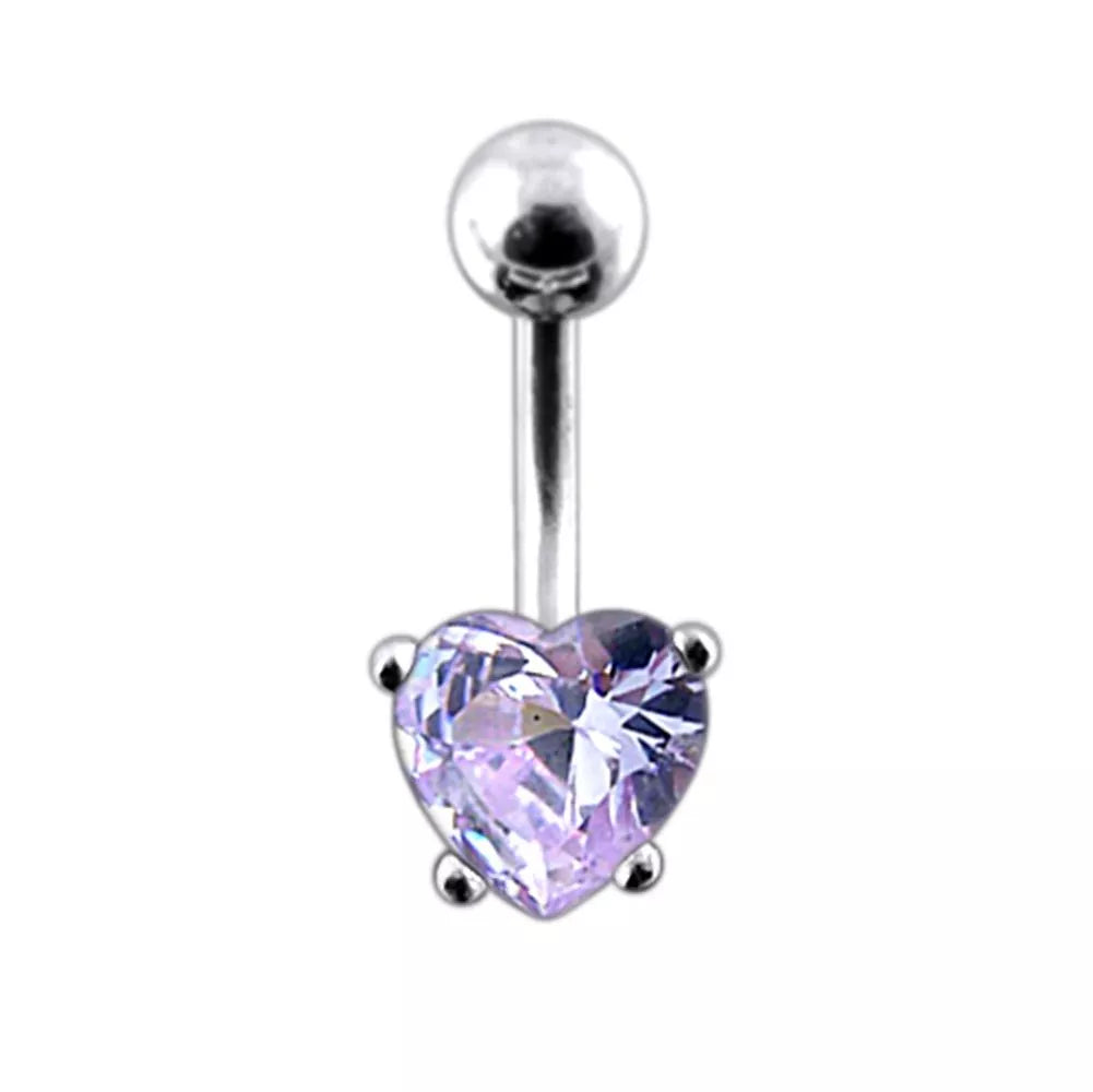 Titanium navel ring, Beloved Heart – a delicate lavender-colored heart navel ring