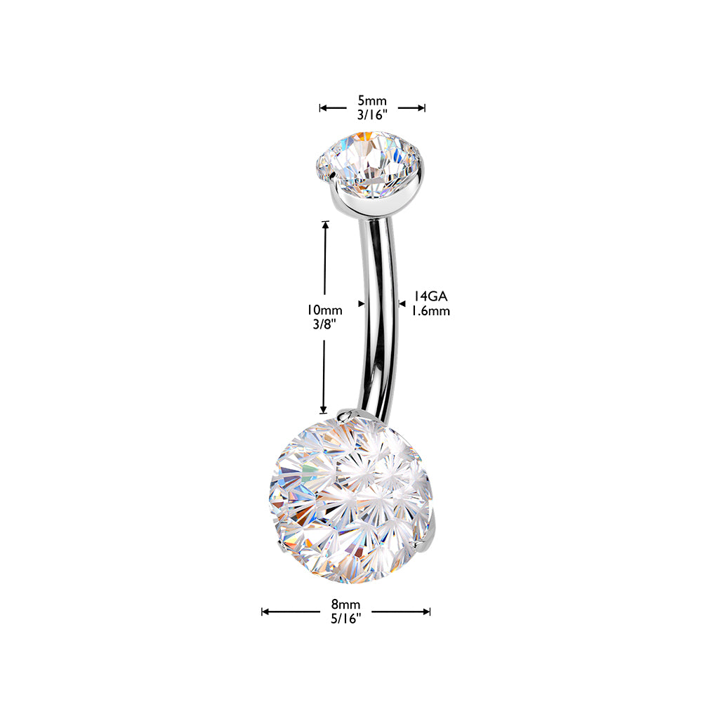 Titanium pole necklace, Aurora Fireworks – round crystal (silver)