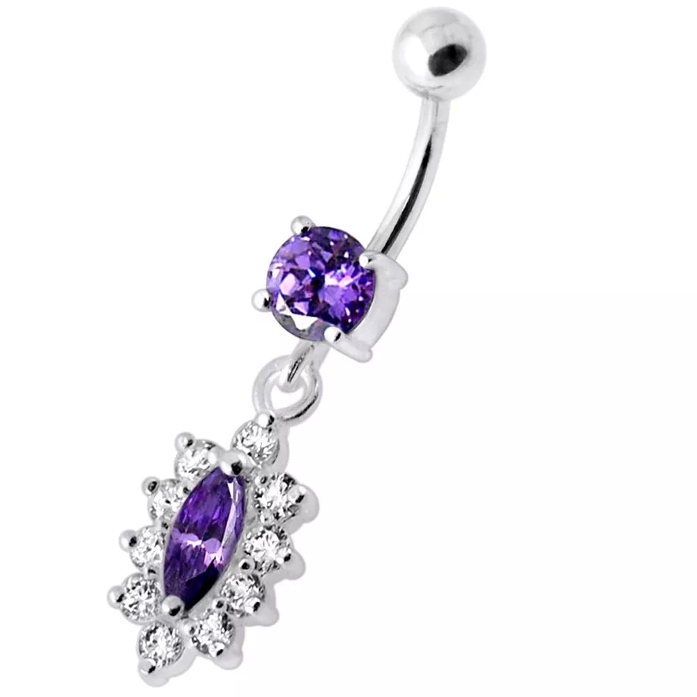 Titanium navel ring, Allison -dark purple navel ring with delicate decoration