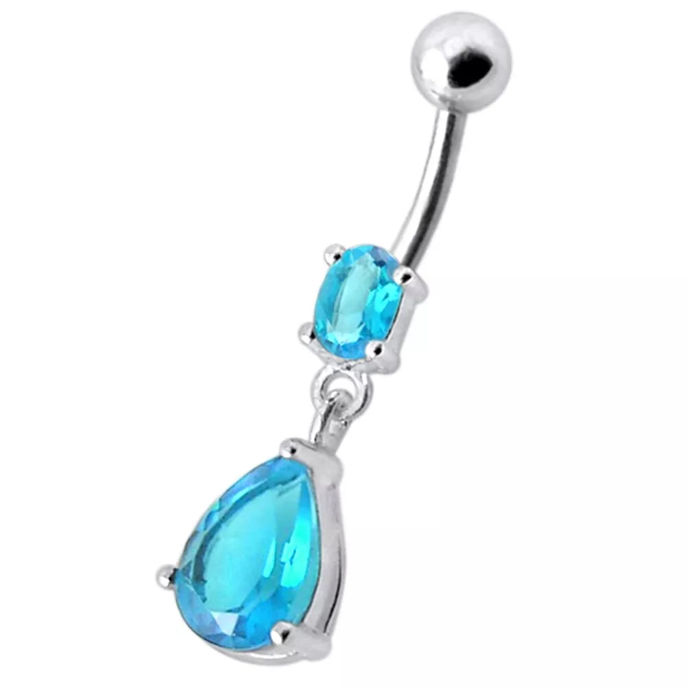 Titanium navel ring, Alexis - graceful dangling turquoise teardrop navel ring