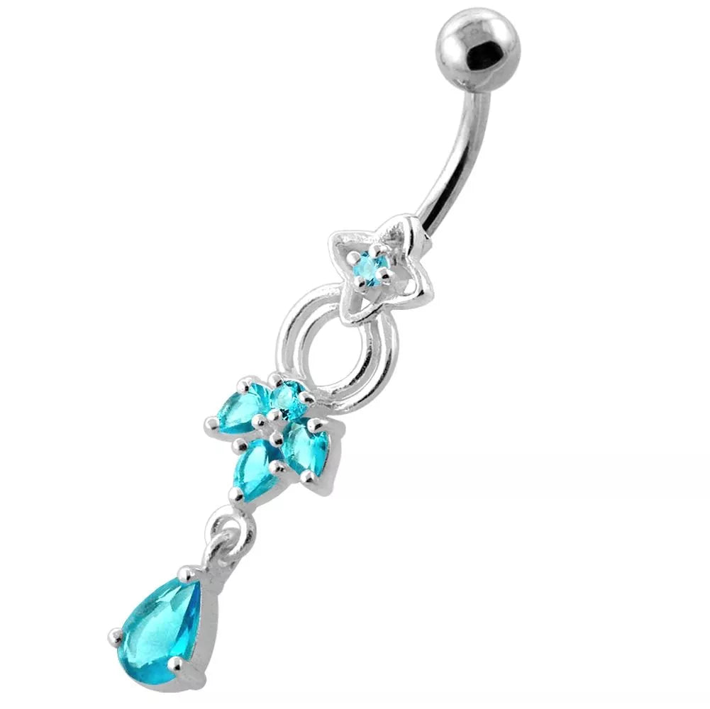 Titanium belly button ring, Nevaeh – a graceful dangling turquoise belly button ring