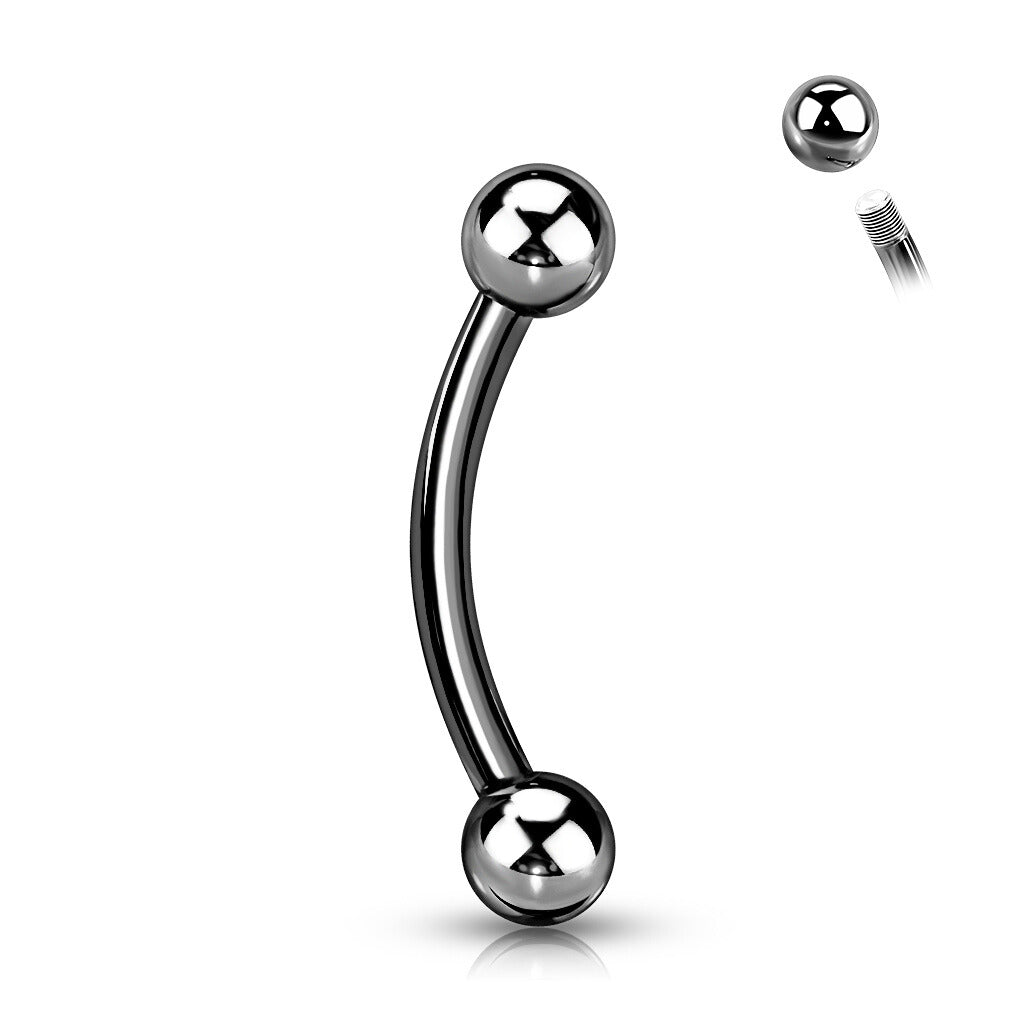 Curved Barbell 1.2mm, Titanium Classic Curve – basic titanium model with traditional thread