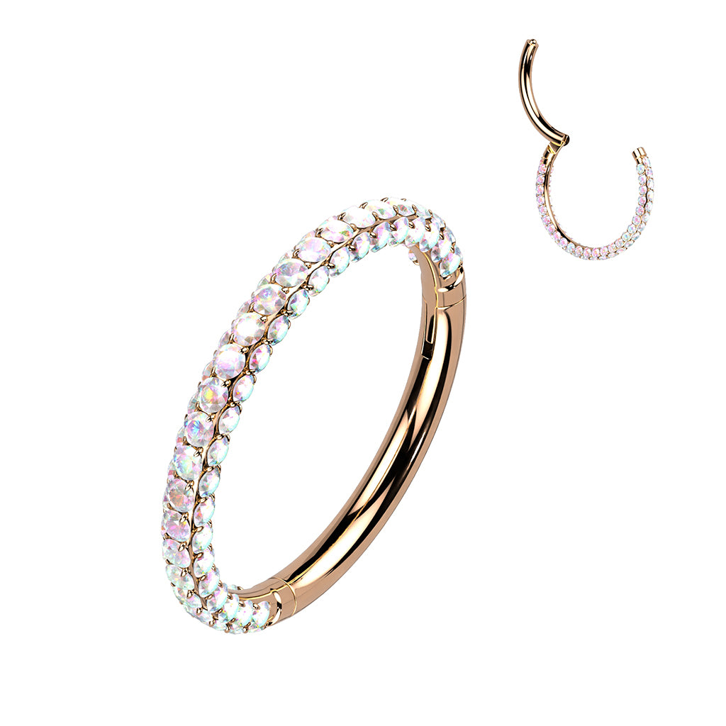 Ruusukultainen Trielle clicker-lävistysrengas Cubic Zirconia -kristalleilla