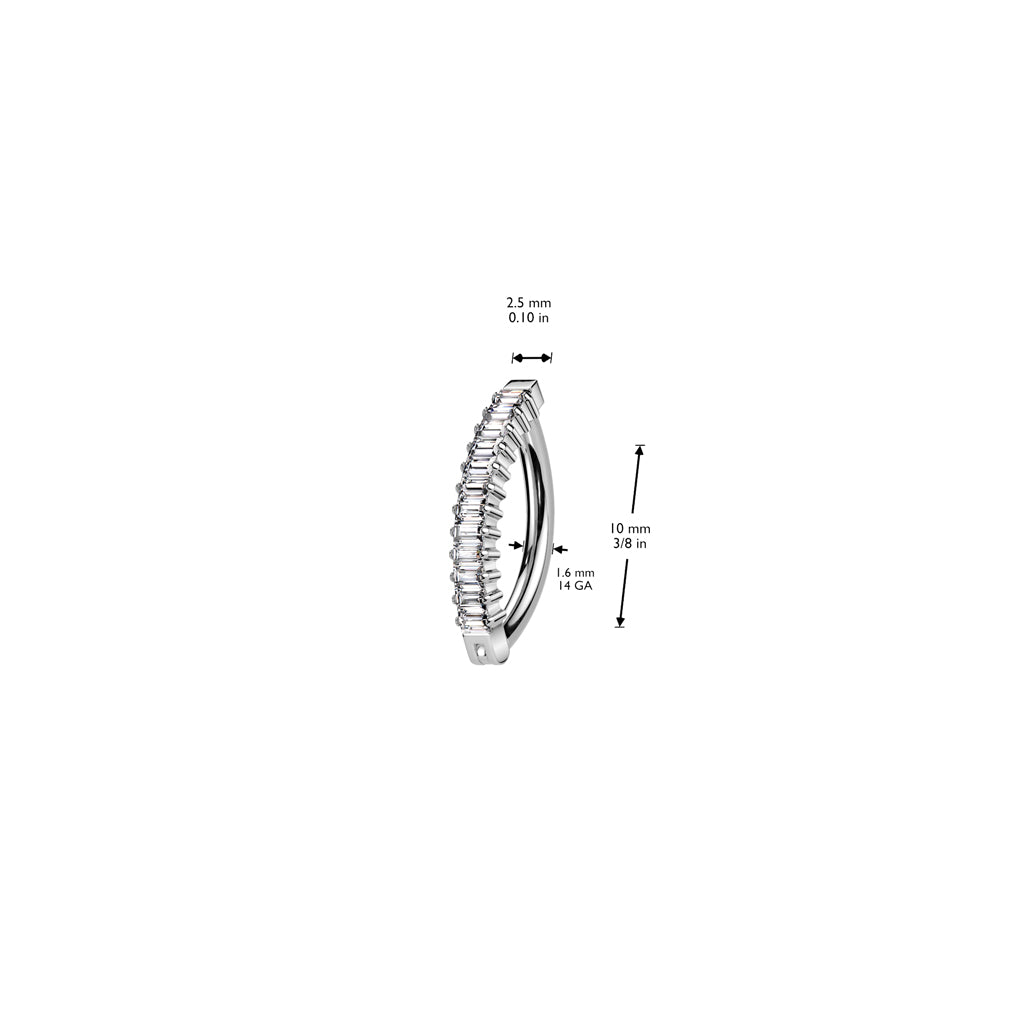 Titanium navel ring, Cassia – silver baguette clicker navel ring