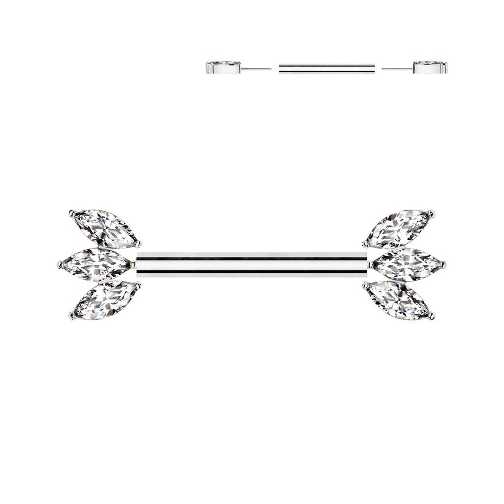 Nännikoru, Glam Titanium Barbell -titaaninen push in tappi (hopea)