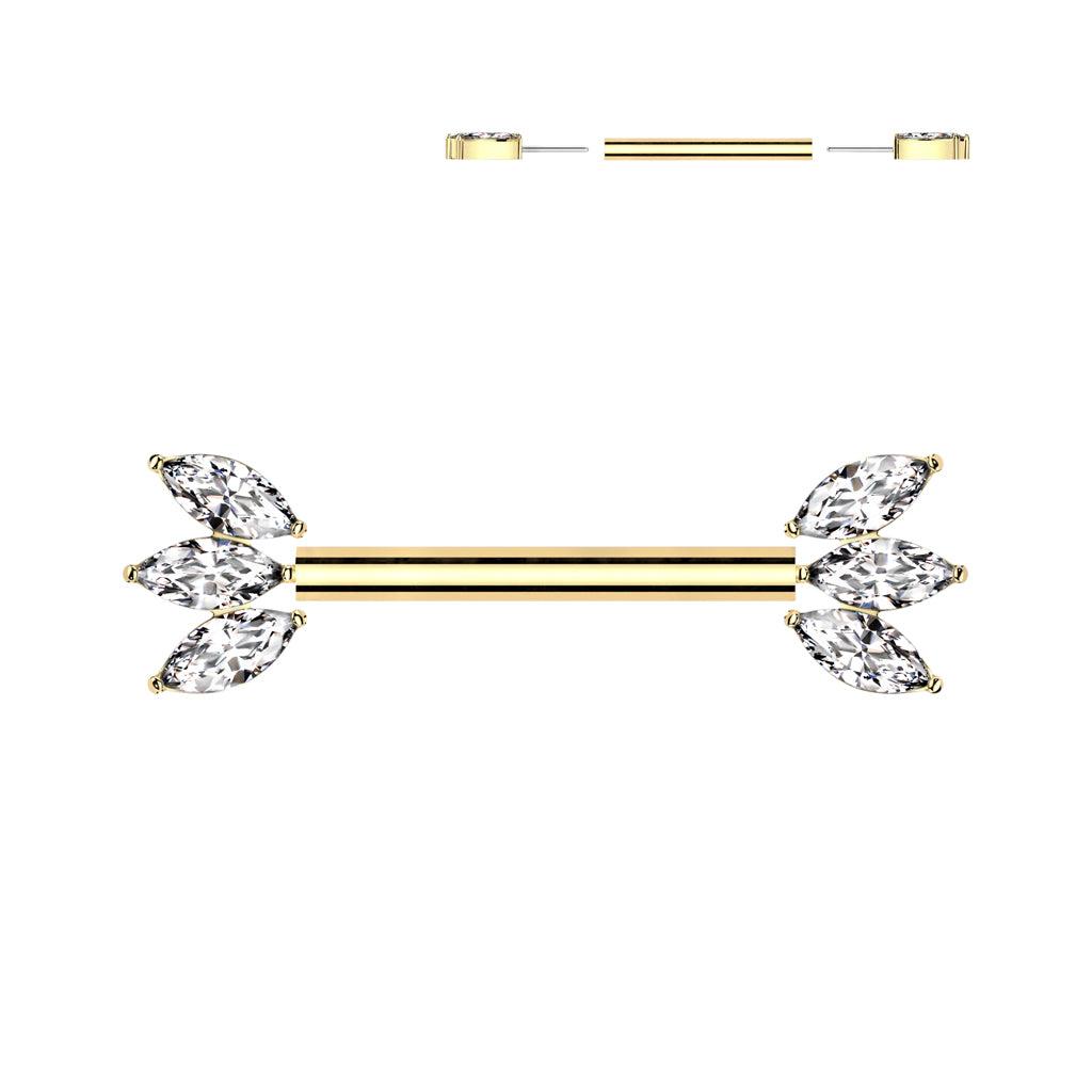 Nännikoru, Glam Titanium Barbell -titaaninen push in tappi (kulta)