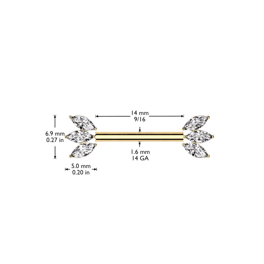 Nännikoru, Glam Titanium Barbell -titaaninen push in tappi (kulta)