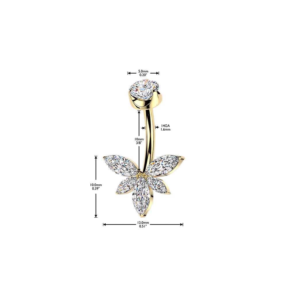 Titanium navel ring, Eternal Blossom – a graceful silver-colored navel ring