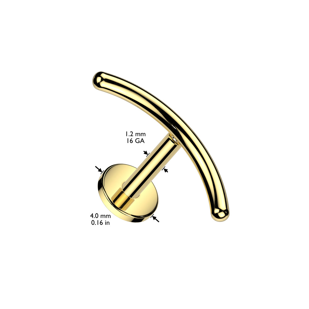 Labret 1.2mm, Titanium Arc Line – minimalist curved titanium jewelry (gold)