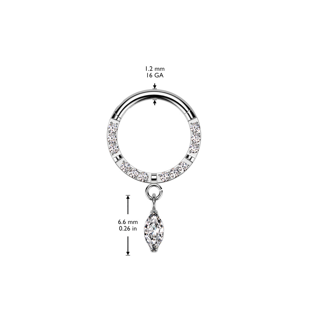 Piercing ring 1.2mm, Titanium Drop Charm – titanium jewelry with a hanging decoration (gold)