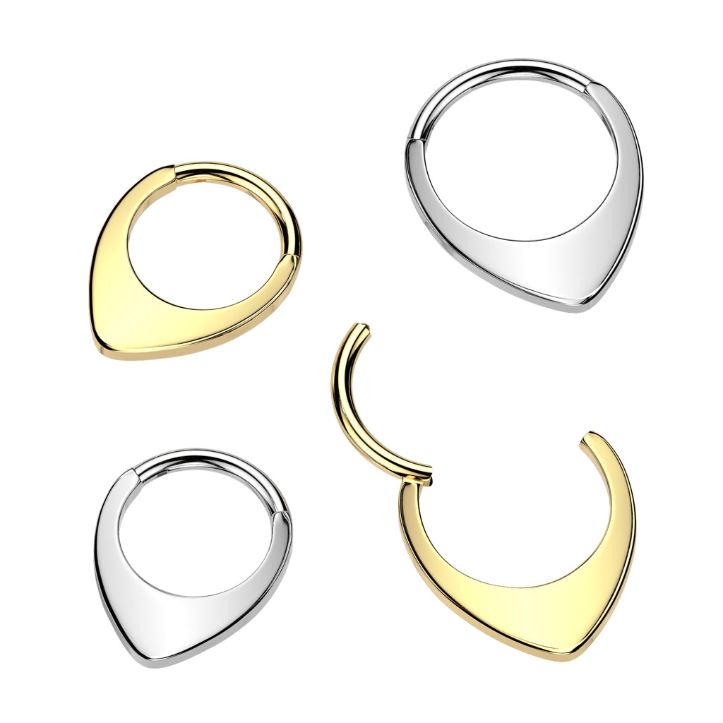 Piercing ring 1.2mm, Titanium Dew Drop – drop-shaped titanium clicker (gold)