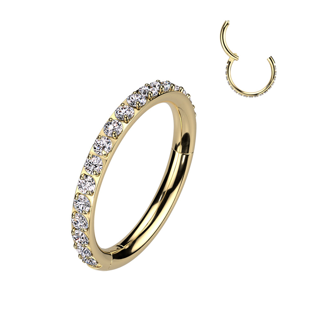 Lävistysrengas 1mm, Titanium Crystal Edge – titaani clicker microkristalleilla (kulta)
