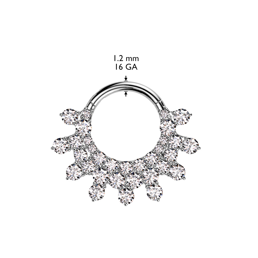 Piercing ring 1.2mm, Titanium Fan CZ -titanium clicker