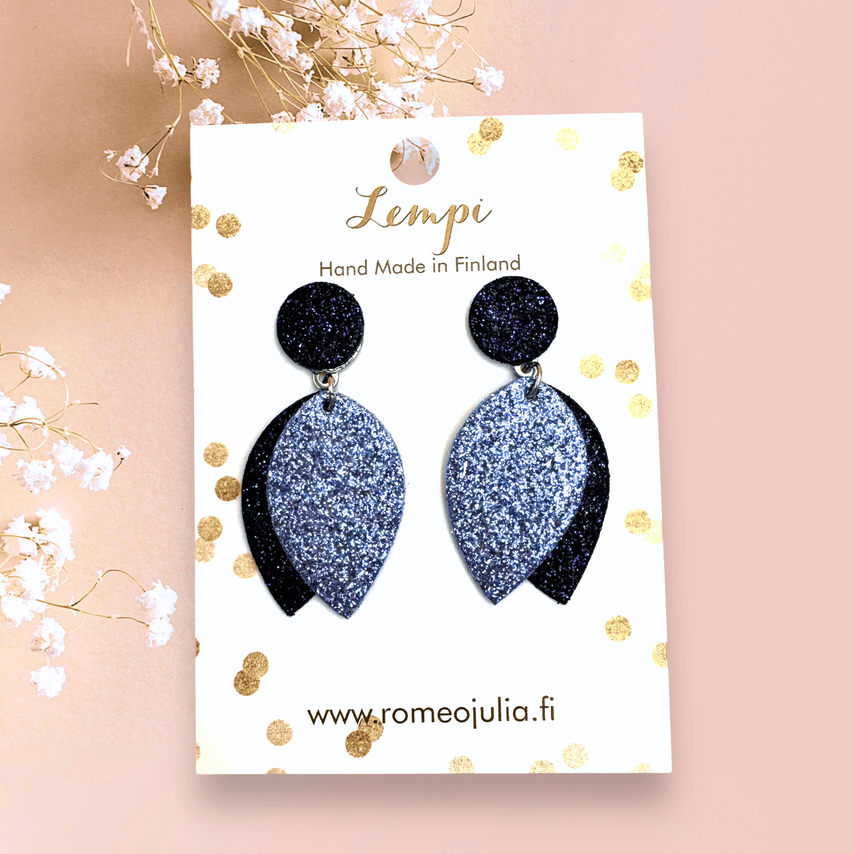 LEMPI®-korvakorut, Nuppu (sini-vaaleansini glitter)
