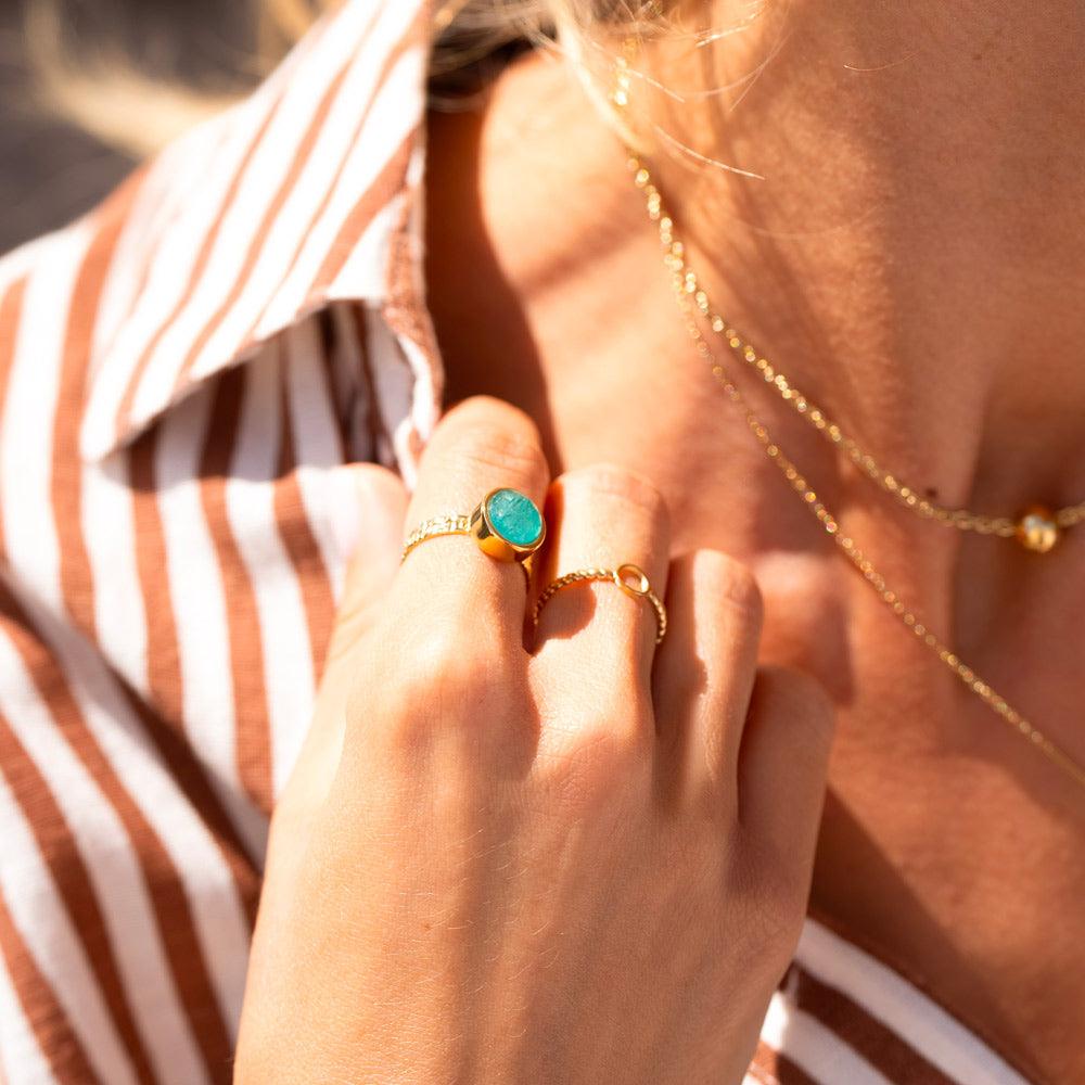 BOHM PARIS | Bague Rosina surgical steel ring with white agate