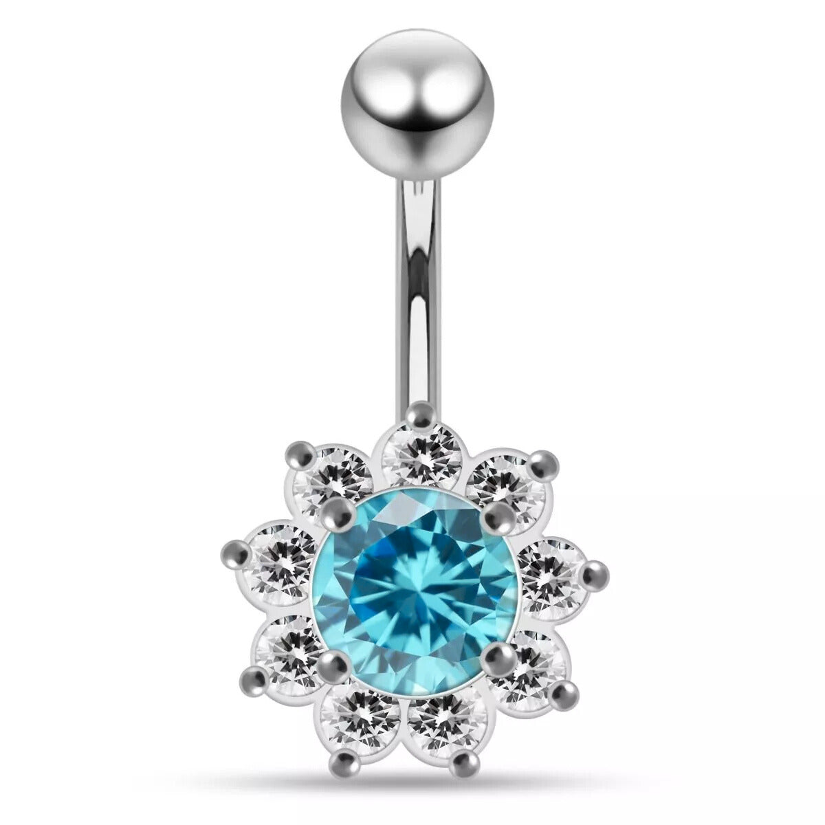 Titanium navel necklace, Aurelle – turquoise crystal ornament