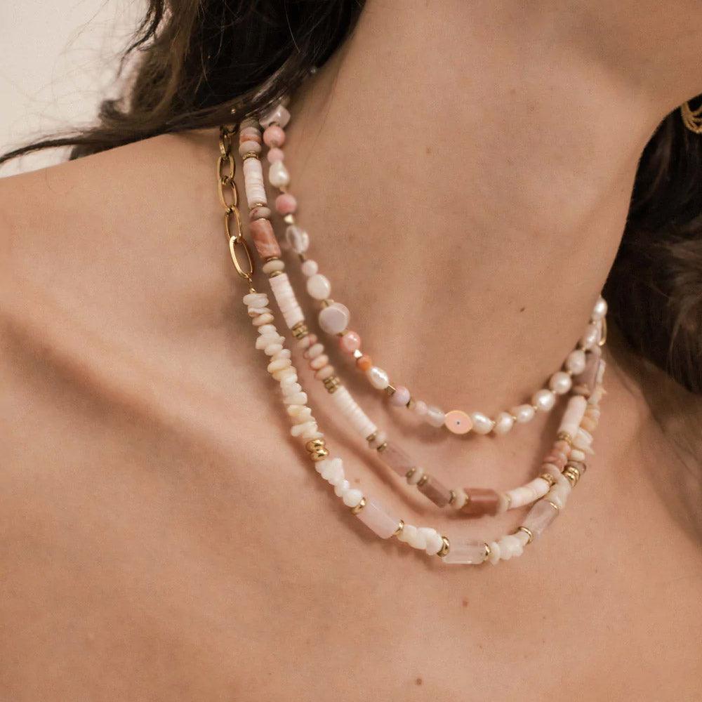BOHM PARIS | Collier Ambérine -vaaleanpunainen kivikaulakoru