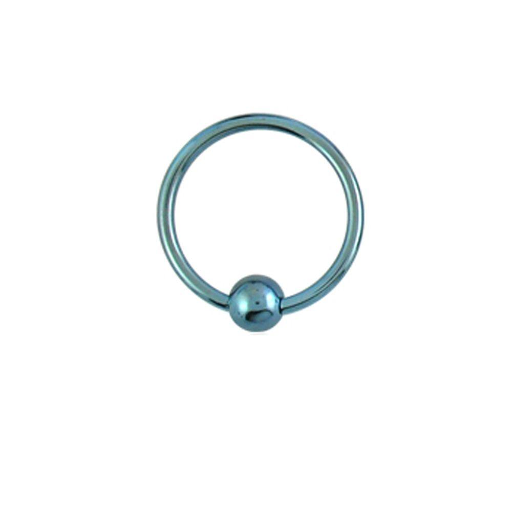 Lävistysrengas 1.2mm, Titanium BCR -sininen pallolukkorengas ⌀6mm