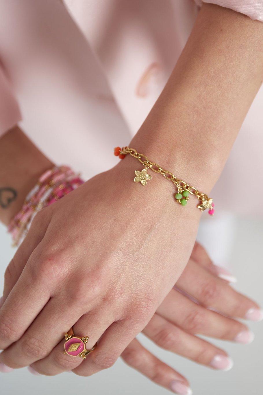 FRENCH RIVIERA | Happy Place – colorful flower and pearl mascot bracelet 