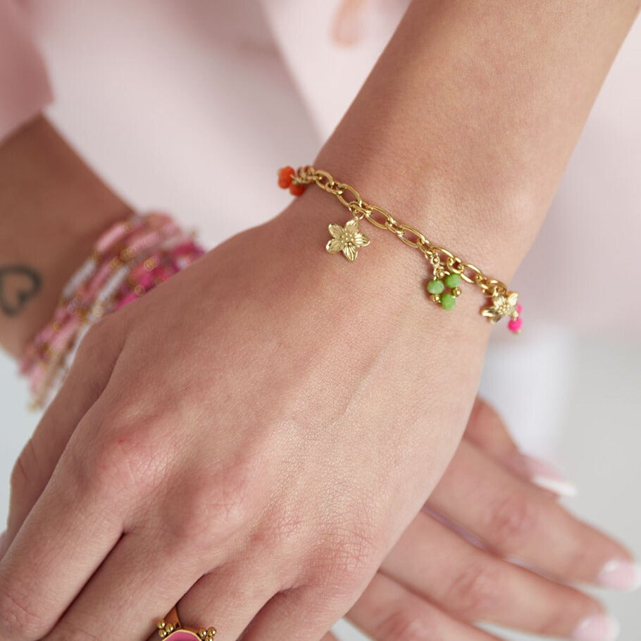 FRENCH RIVIERA | Happy Place – colorful flower and pearl mascot bracelet 