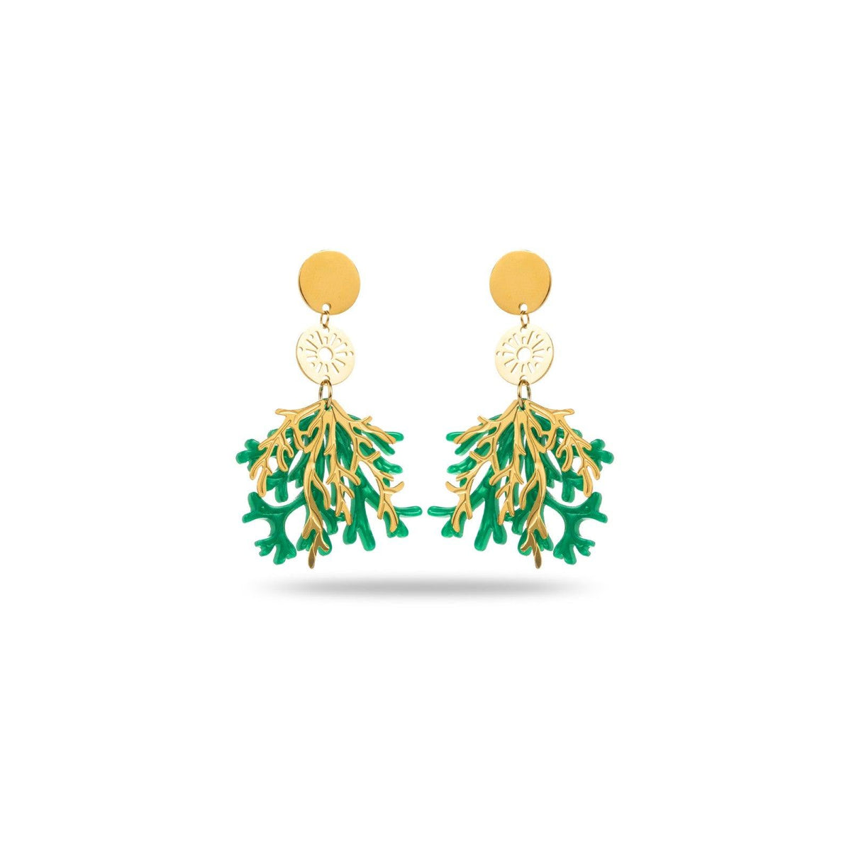 FRENCH RIVIERA | Tiffanie green coral surgical steel earrings